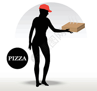 比萨送货员女孩厨师青少年导游盒子服务男人女士餐厅披萨盒图片