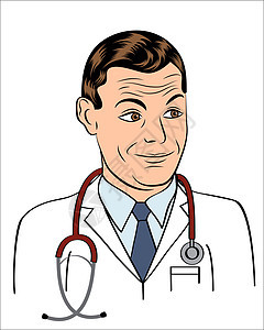 友好的医生微笑医院医疗喜悦男性医师药品工作女性白色插图图片