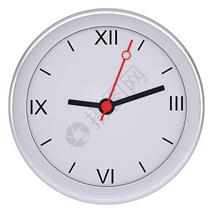 孤立背景上的白时表合金手表数字小时红色时间金属背景图片