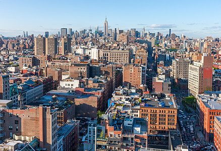 纽约市曼哈顿天线空中与街道和摩天大楼相望图片