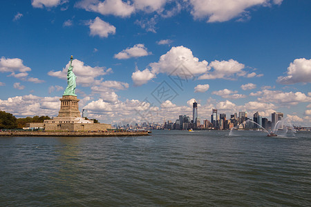 美国纽约自由女神座 美国纽约场景自由吸引力天际城市帝国雕像建筑学商业旅行图片