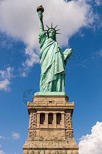 美国纽约自由女神座 美国纽约帝国自由市中心雕像天空纪念碑日落建筑城市场景图片