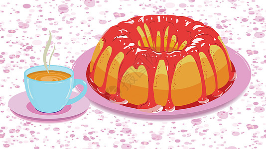以沸水和热饮的杯子盟誓艺术盘子奶油插图飞碟蒸汽食物桌子甜点蛋糕图片