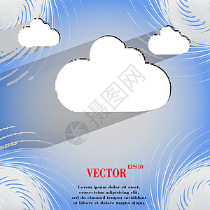 平面几何抽象背景上的云下下载应用程序网络图标 W贮存蓝色店铺服务器电脑天气全世界数据库互联网电话图片