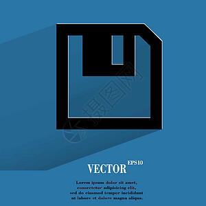 软软磁盘 使用长阴影和文本空间的平坦现代网络按钮空白插图音乐记录作品记忆通讯塑料数据创造力背景图片