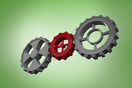 齿轮和轮轮复合图像插图机械绘图机器车轮绿色计算机图片