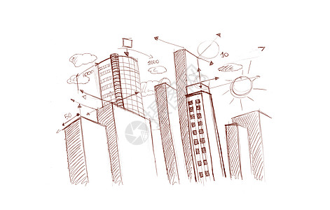 城市规划箭头摩天大楼景观手绘城市建筑师建筑建筑学图片