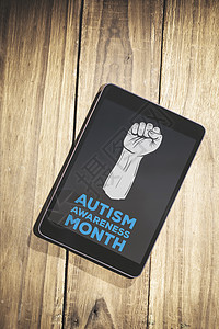 了解自闭症综合图像月拳头屏幕平板宣传展示综合症药片触摸屏健康状况电脑图片