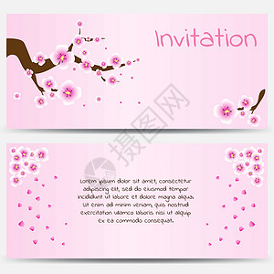 邀请设计模板 粉红背景的樱花闪现图片