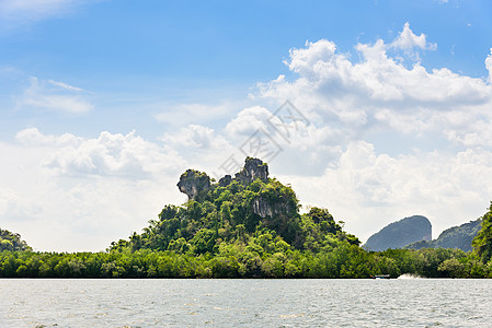 Khao Ma Chu岛蓝色石灰石景点群岛热带娱乐海洋运输船只游客图片