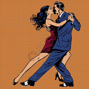 男人和女人亲吻舞蹈探戈流行艺术图片