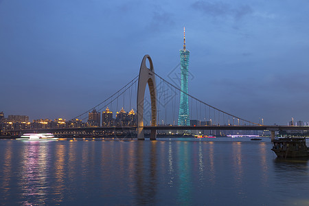 日落后广州市景观天际摩天大楼城市日落商业金融蓝色办公室游客图片