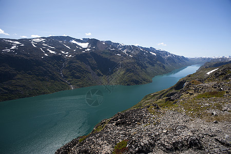挪威约顿海明国家公园岩石国家远足天空全景土匪顶峰蓝色公园山脉图片