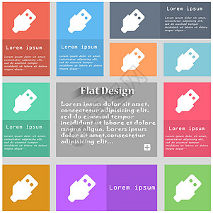 USB 图标符号 一组多色按钮 带有文本空间的地铁样式 长阴影矢量图片