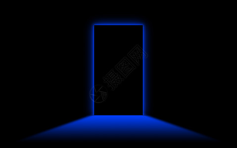 黑门 另一边有明亮的灯光微光情况闪光插图蓝色耀斑警告入口图片