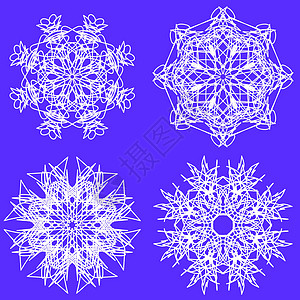 雪花季节圆圈艺术雾凇薄片水晶星星装饰品蓝色风格图片