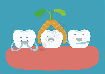 胡萝卜涂在牙头和其他牙齿乐趣上图片
