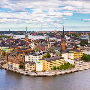 加姆拉斯坦 瑞典 斯堪的纳维亚 欧洲旅游建筑蓝色教会建筑学城市风景码头首都天线图片
