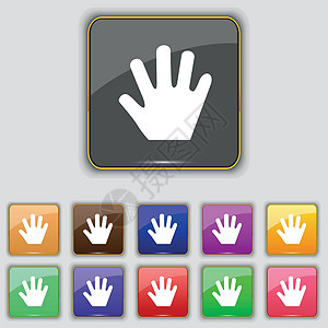 手头图标符号 设置您网站的11个彩色按钮 矢量背景图片