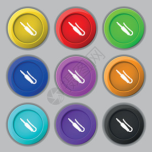 9圆彩色按钮上的符号 矢量 Victor插孔绳索立体声插座电缆电脑金属音乐插头图片