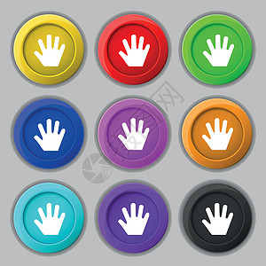 手动图标符号 九圆色按钮上的符号 矢量收藏商业互联网手势插图手指网站拇指图片