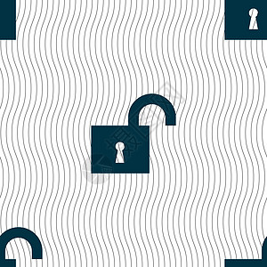 打开锁图标标志 具有几何纹理的无缝模式 韦克托按钮防火墙网络隐私闩锁互联网密码代码数字插图图片