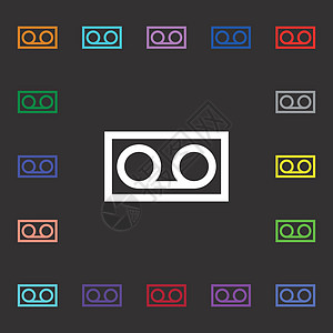 音频磁带图标符号 您设计时有许多色彩多彩的符号 矢量演示音响持有者塑料岩石录音机娱乐玩家标签记录图片