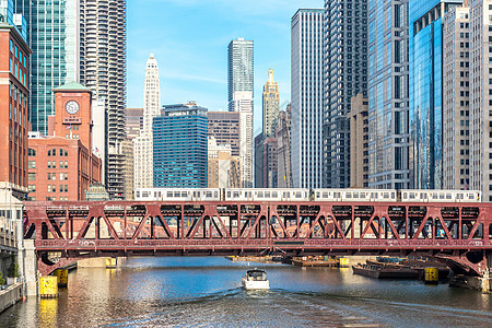 芝加哥市中心蓝色市中心目的地金融反射摩天大楼结构建筑学天际城市图片