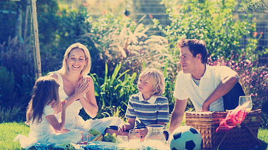 家庭快乐野餐男性公园闲暇妈妈桌子男生团体假期母亲幸福图片