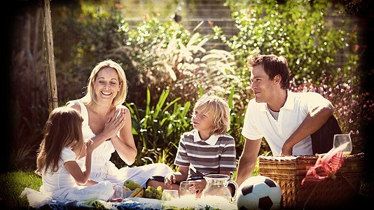 家庭快乐野餐娱乐公园孩子假期金发女孩乐趣孩子们母亲男生图片
