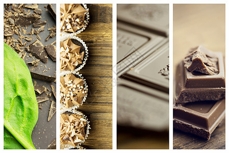 巧克力和Basil复合图象诱惑可可奶油食物叶子酒吧甜点图片