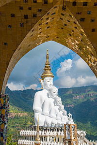 白佛石头蓝色寺庙雕塑沉思传统艺术佛教徒天空大理石图片