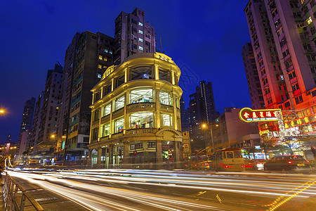 香港的旧城市 晚上图片