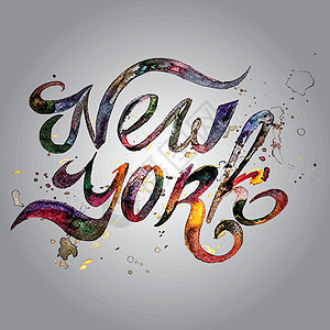 以白色背景写成的概念式手写词 纽约市 矢量插图打印书法潮人绘画学校海报城市横幅手工脚本图片