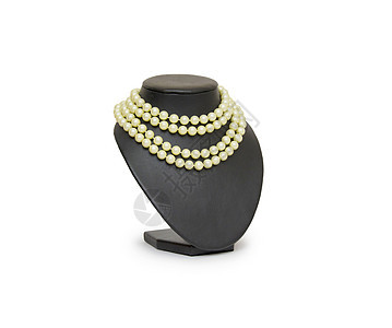 黑假发的珍珠项链被隔离魅力丝绸奢华展示手镯珠宝人体珠子细绳女性图片