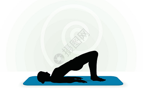 瑜伽在白色背景上显得孤立女性运动头脑练习女士体育锻炼控制姿势班级黑色图片