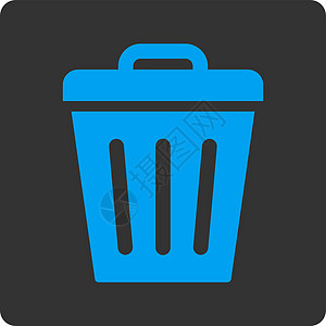 平放蓝色和灰色的垃圾回收罐回收环境回收站篮子垃圾箱倾倒图标字形生态垃圾桶图片