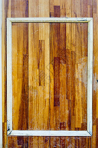 木木背景上的白色图片框摄影海报长方形镜框相框展览木头照片边界艺术图片
