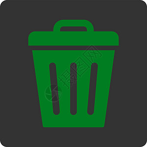 废垃圾罐平坦绿色和灰色垃圾垃圾桶图标环境垃圾箱篮子生态倾倒字形回收站图片