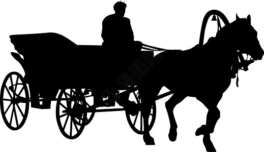 剪影马和马车与车夫 矢量说明教练力量司机马具运动男人旅行哺乳动物庆典车轮图片