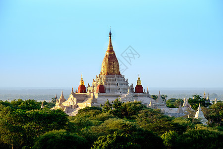 缅甸旧巴甘地区阿南达寺庙的景象全景遗产旅游日落宗教日出风景宝塔精神旅行图片