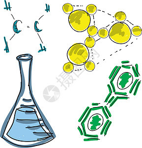 绘制有化学符号的彩色图片 矢量插图背景图片