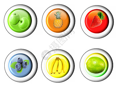 香蕉图标带有水果图标的按钮设置背景