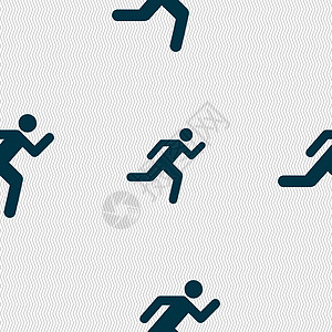 正在运行的 man 图标符号 无缝模式与几何纹理 矢量男人运动跑步运动员活动男性冠军行人网络慢跑图片