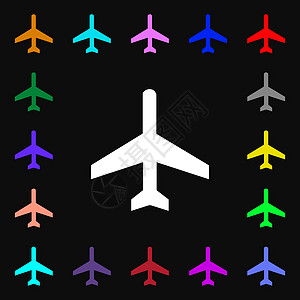 图标i 符号 您的设计有许多多彩符号 矢量商业乘客行李空姐飞行员天空航班绝缘旅行挡泥板图片