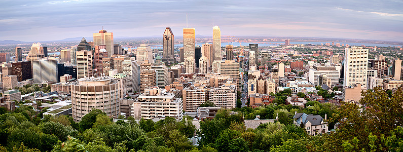 蒙特利尔市全景照片建筑学高楼天际日落建筑风景景观市中心城市天空图片