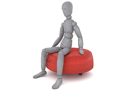 3d 男子娃娃字符 碎片的玩偶字符木偶职业男人休息室白色座位家具插图沙发长椅图片