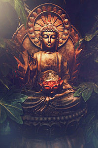 佛像信仰金子智慧青铜精神旅行崇拜雕像寺庙祷告图片