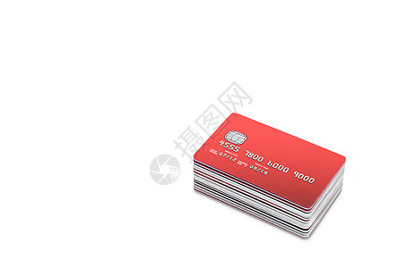 一张白色背景的信用卡和银行卡堆叠牌芯片财富银行业金融财政水平引脚背景图片