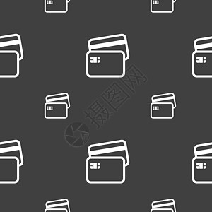 信用卡图标符号 在灰色背景上的无缝模式 矢量金融信用贷款购物借方店铺零售身份塑料技术图片
